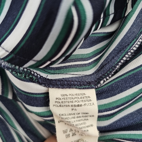 Free People Mad About You Button Down Shirt Top Navy Green Striped Size M - Picture 5 of 5